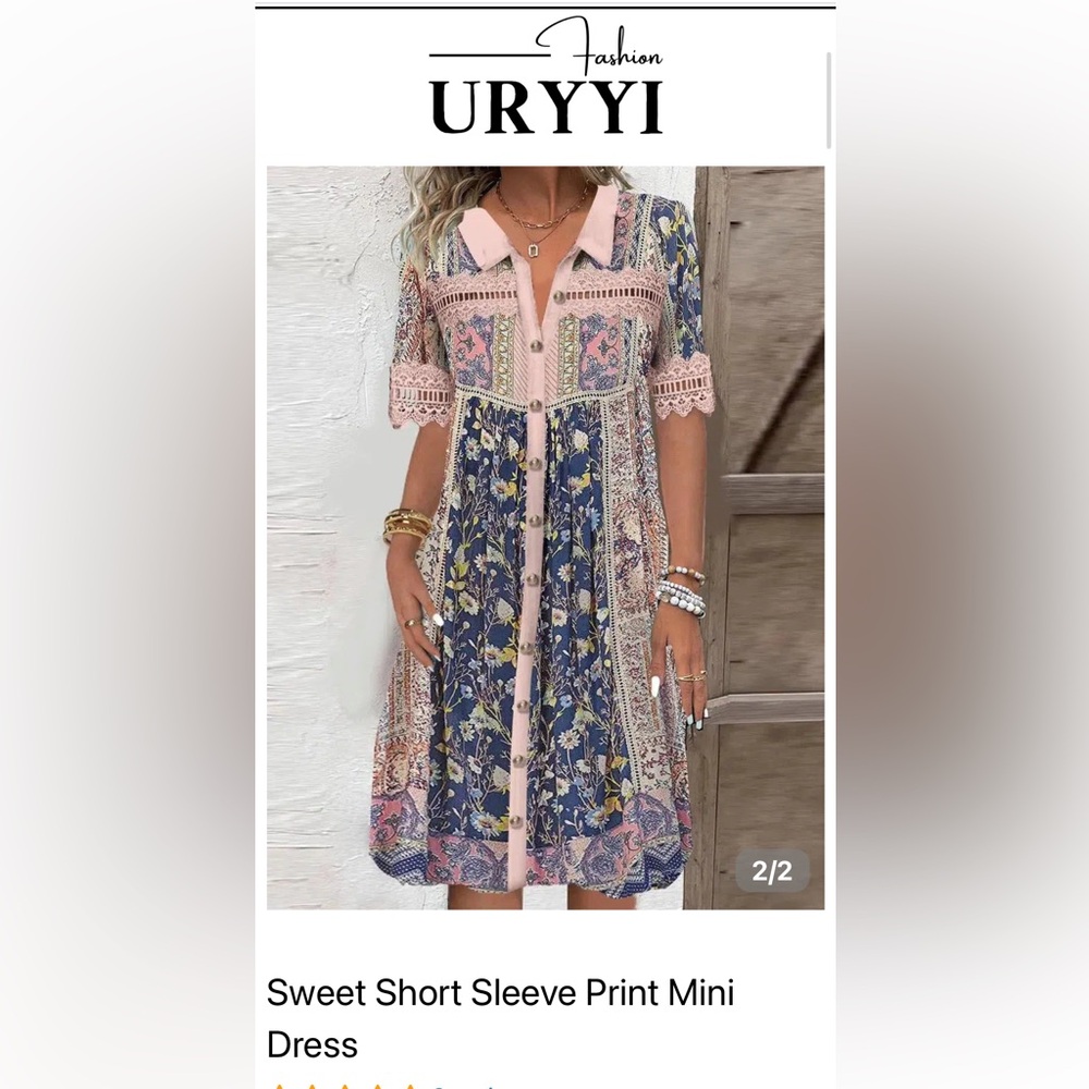 Bohemia short sleeve mini dress